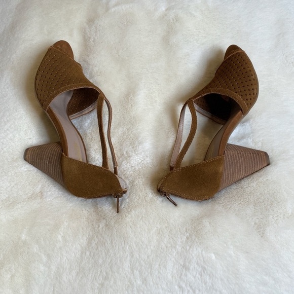 Seychelles Brown Leather Perforated Cone Heels - Picture 7 of 10